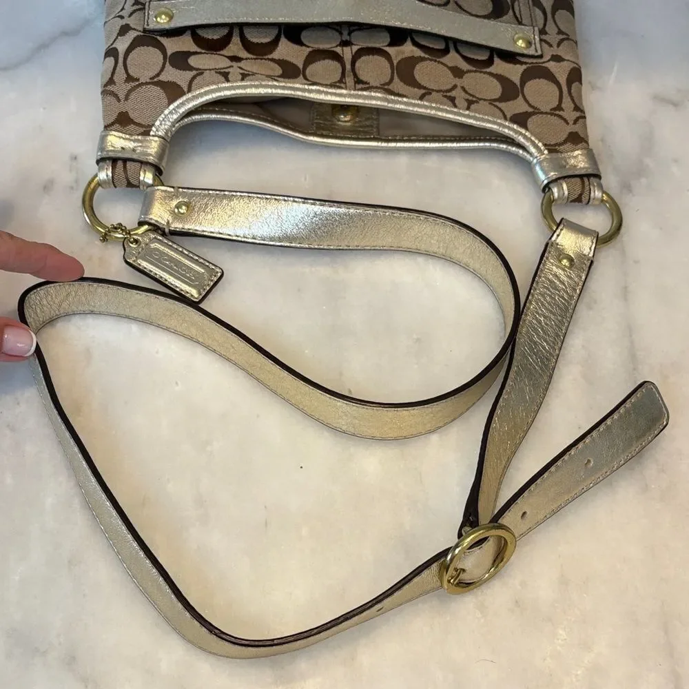 Coach Crossbody Purse Handbag Penelope Jacquard Signature Logo Hippie Bag